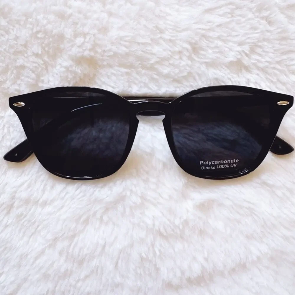 Milo Black W/ Blue Lenses Oversized Oval Horn Rims Sunglasses